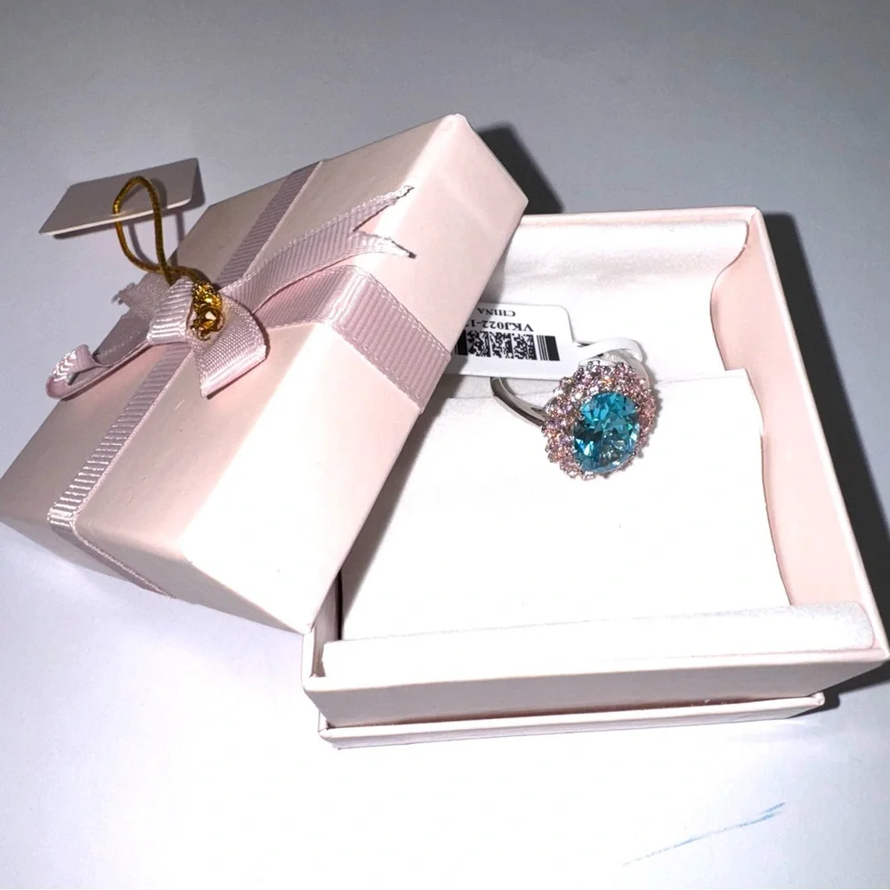 |Vanna K for Bella Luce Blue Pink Cubic Zirconia Platineve Ring 9.82ctw size 10 - Picture 5 of 7